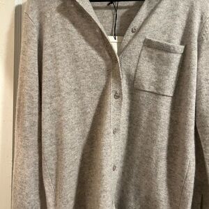 White + Warren Gray Cardigan Sweater